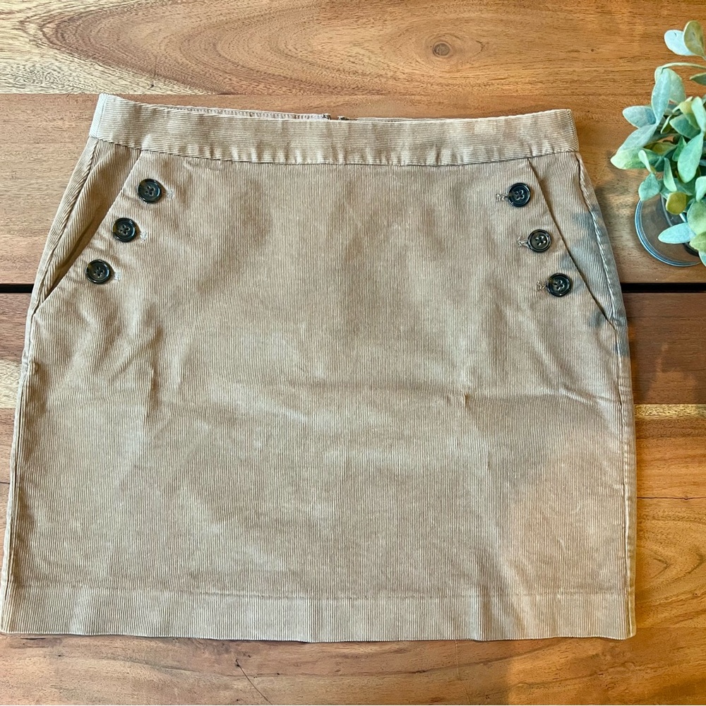 Banana Republic Tan Corduroy Button-Detail Women's Skirt